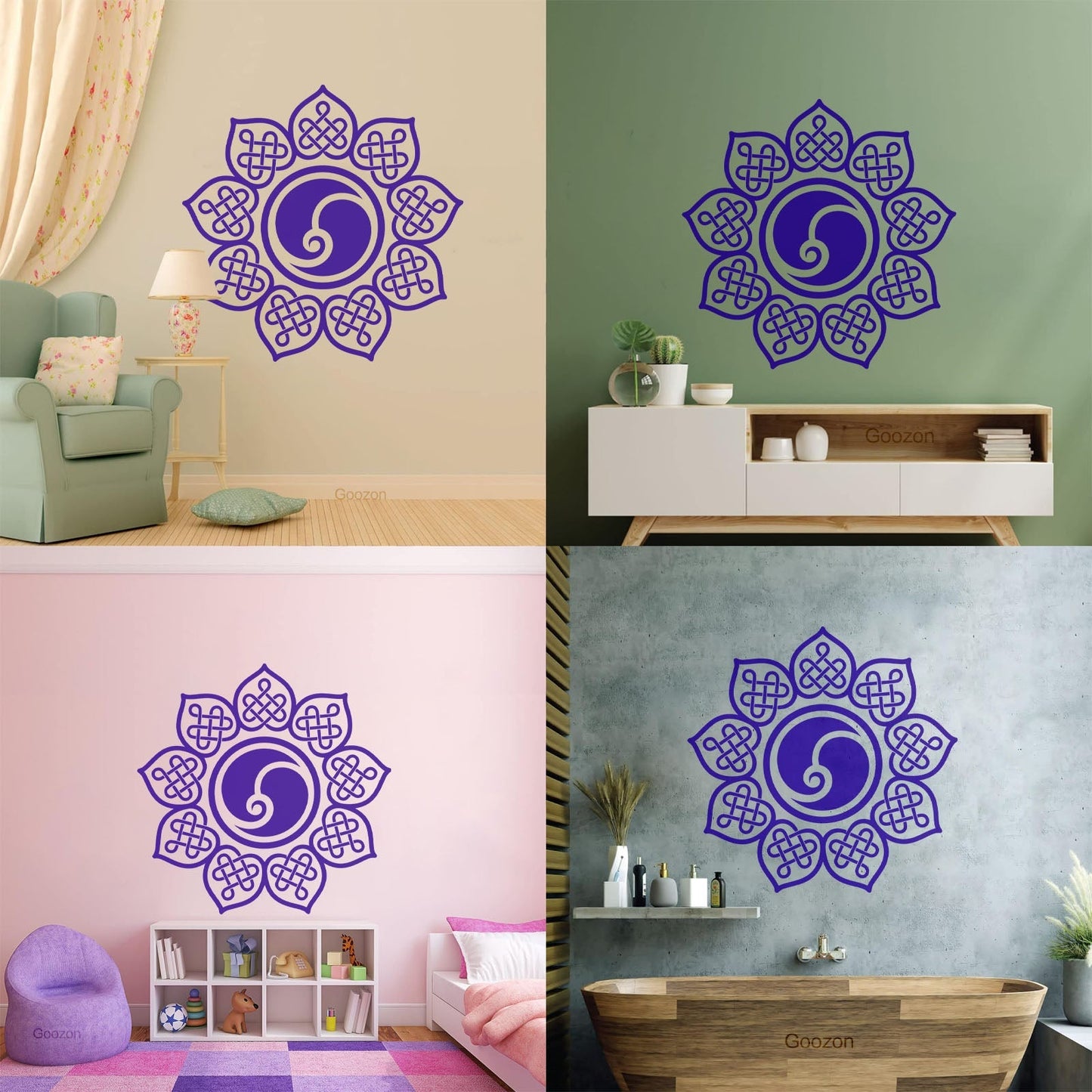 Wall Stickers Paster Paper Mandala Yoga Hinduism Zen Yin Yang Multi Color Selection