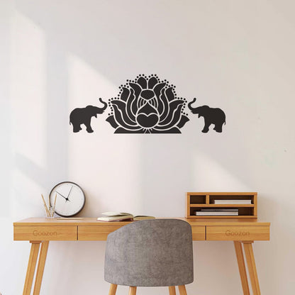 Fine Carving Stickers Elephants Lotus Animal Yoga Budda Meditation Easy Installation