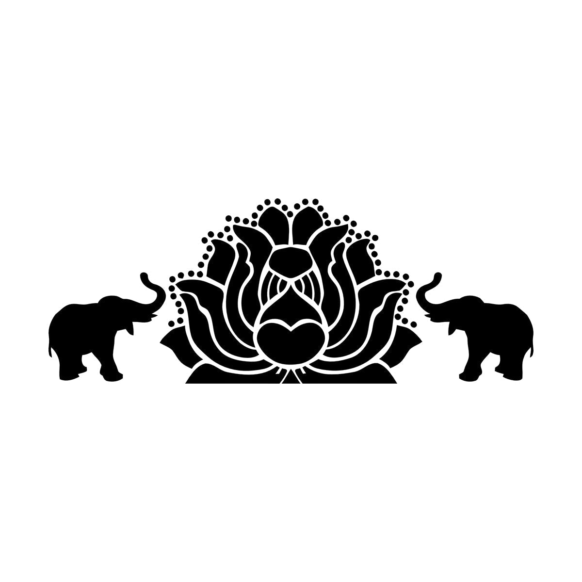 Fine Carving Stickers Elephants Lotus Animal Yoga Budda Meditation Easy Installation