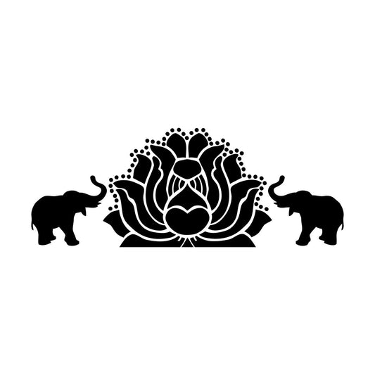 Fine Carving Stickers Elephants Lotus Animal Yoga Budda Meditation Easy Installation