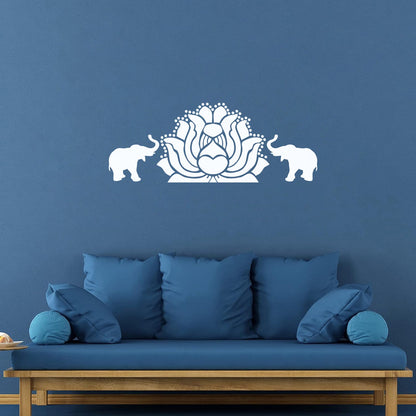 Fine Carving Stickers Elephants Lotus Animal Yoga Budda Meditation Easy Installation