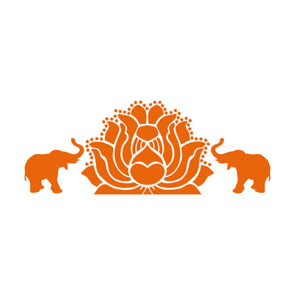 Fine Carving Stickers Elephants Lotus Animal Yoga Budda Meditation Easy Installation