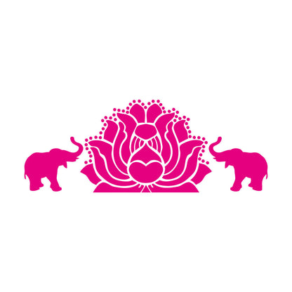 Fine Carving Stickers Elephants Lotus Animal Yoga Budda Meditation Easy Installation