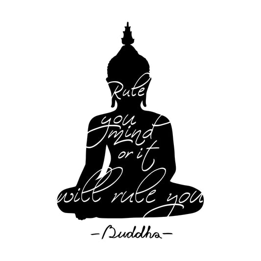 Engraving Stickers Budhha Buddhist Quote Rule Your Mind Meditation Art Mural Painting