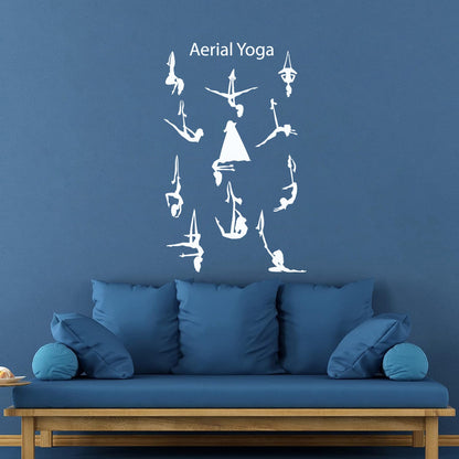 Aerial Yoga Centre Balance Pose Girls Beautiful Body Vinyl Art Sticker Do Not Damage The Wall Surface