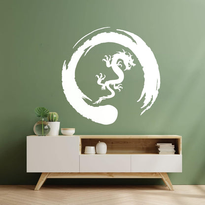 Asian Dragon Circle Enso Buddhism Vinyl Wall Stickers Waterproof