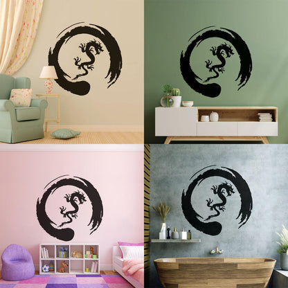 Asian Dragon Circle Enso Buddhism Vinyl Wall Stickers Waterproof