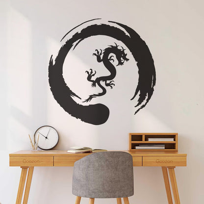 Asian Dragon Circle Enso Buddhism Vinyl Wall Stickers Waterproof