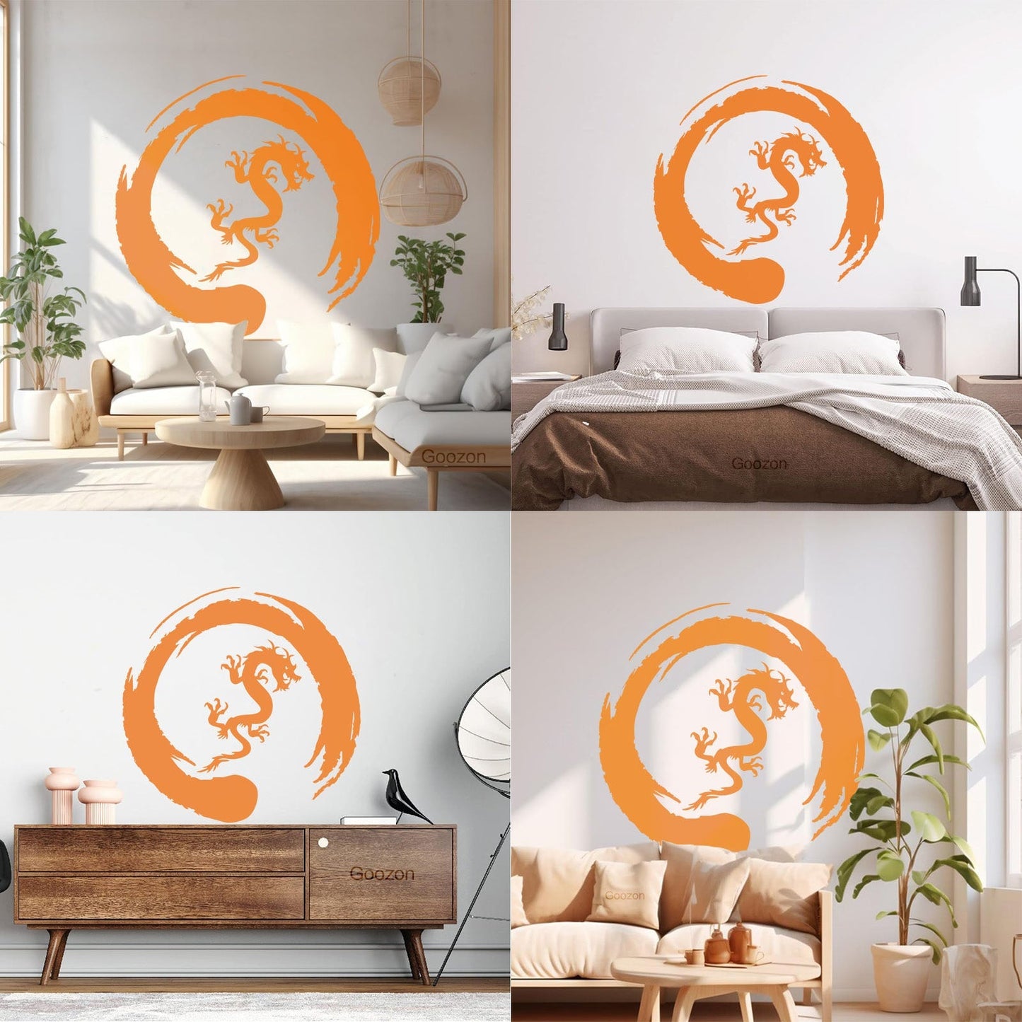 Asian Dragon Circle Enso Buddhism Vinyl Wall Stickers Waterproof