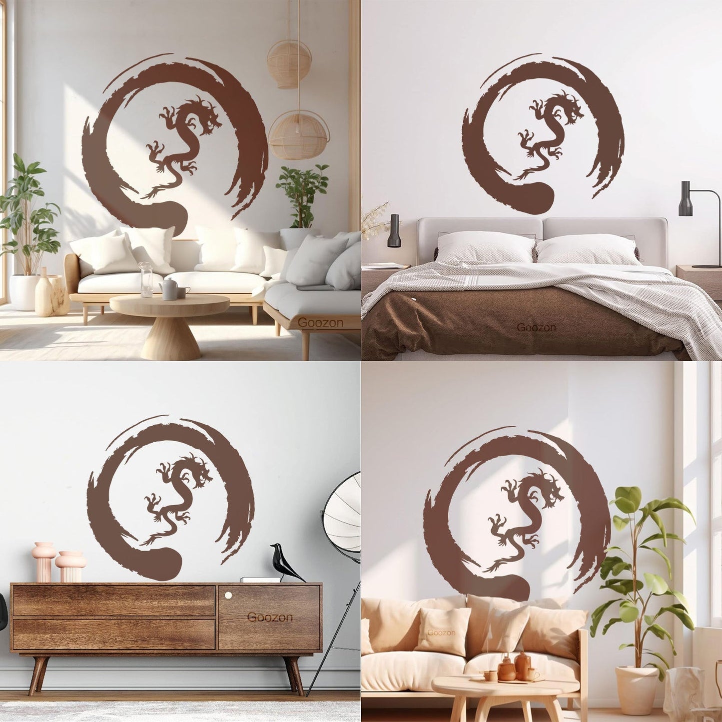 Asian Dragon Circle Enso Buddhism Vinyl Wall Stickers Waterproof
