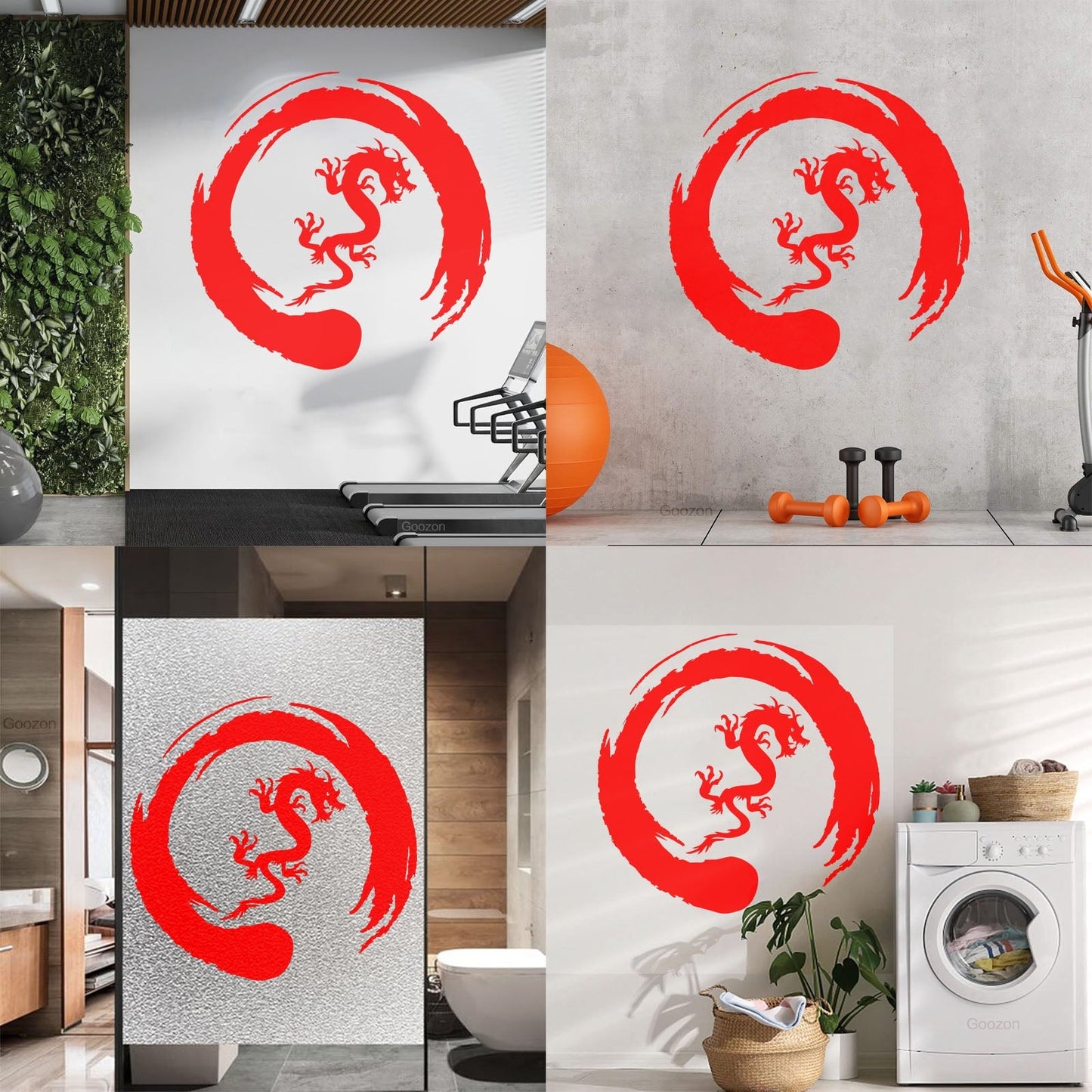 Asian Dragon Circle Enso Buddhism Vinyl Wall Stickers Waterproof