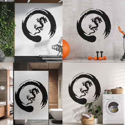 Asian Dragon Circle Enso Buddhism Vinyl Wall Stickers Waterproof
