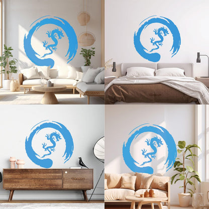 Asian Dragon Circle Enso Buddhism Vinyl Wall Stickers Waterproof