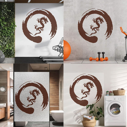Asian Dragon Circle Enso Buddhism Vinyl Wall Stickers Waterproof