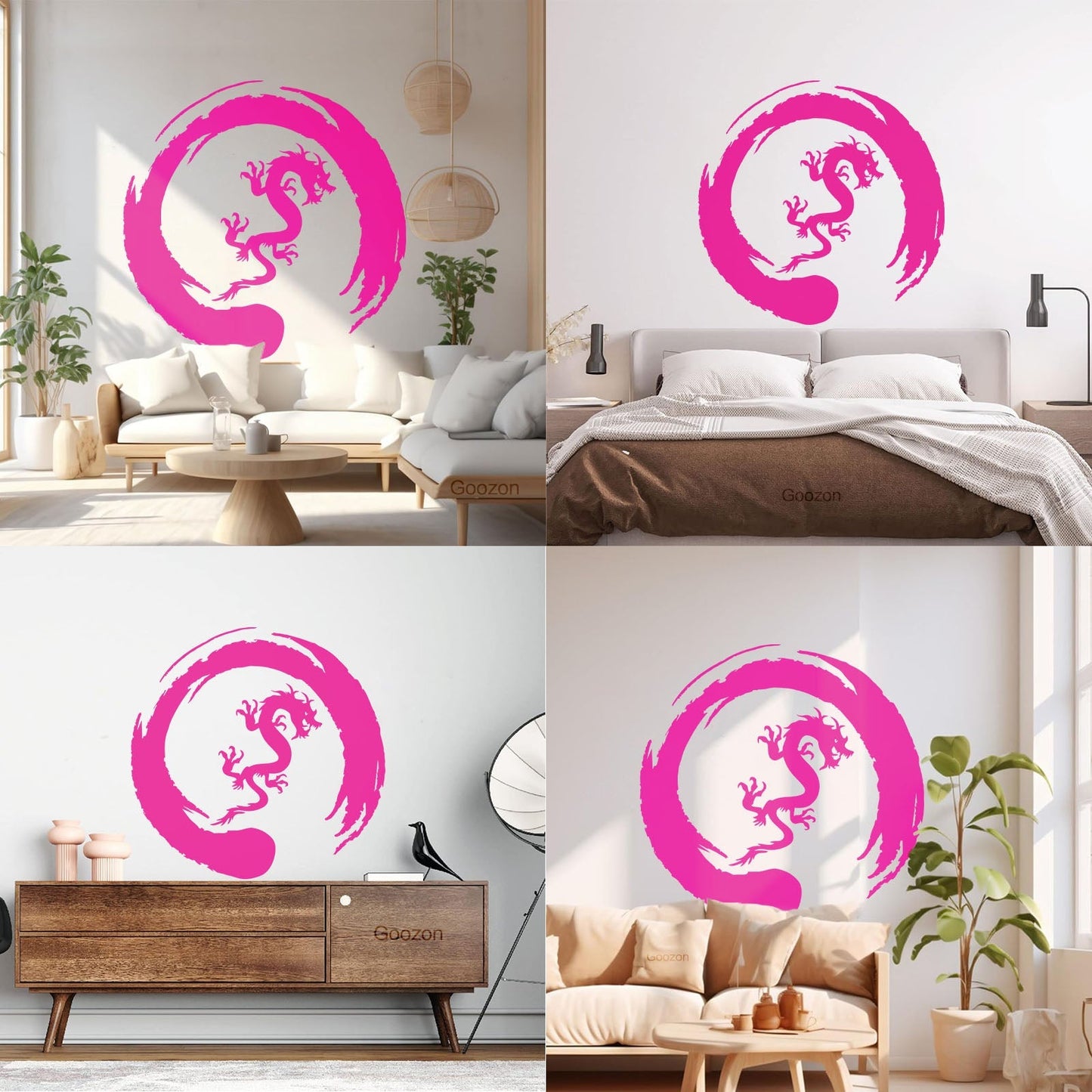 Asian Dragon Circle Enso Buddhism Vinyl Wall Stickers Waterproof