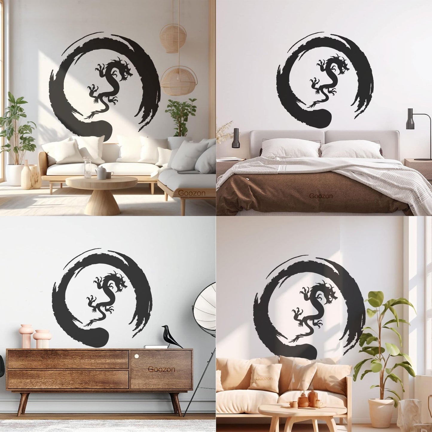 Asian Dragon Circle Enso Buddhism Vinyl Wall Stickers Waterproof