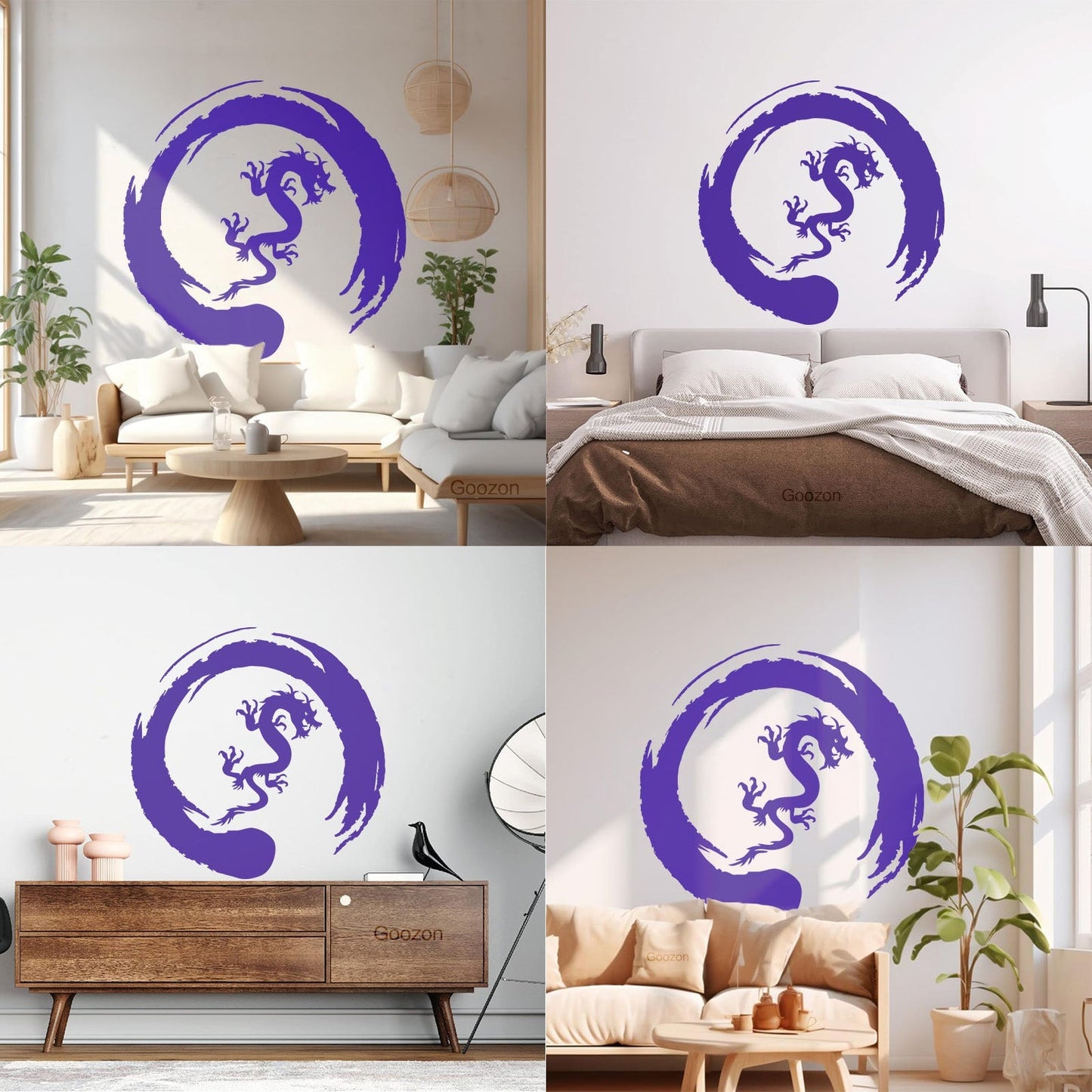 Asian Dragon Circle Enso Buddhism Vinyl Wall Stickers Waterproof