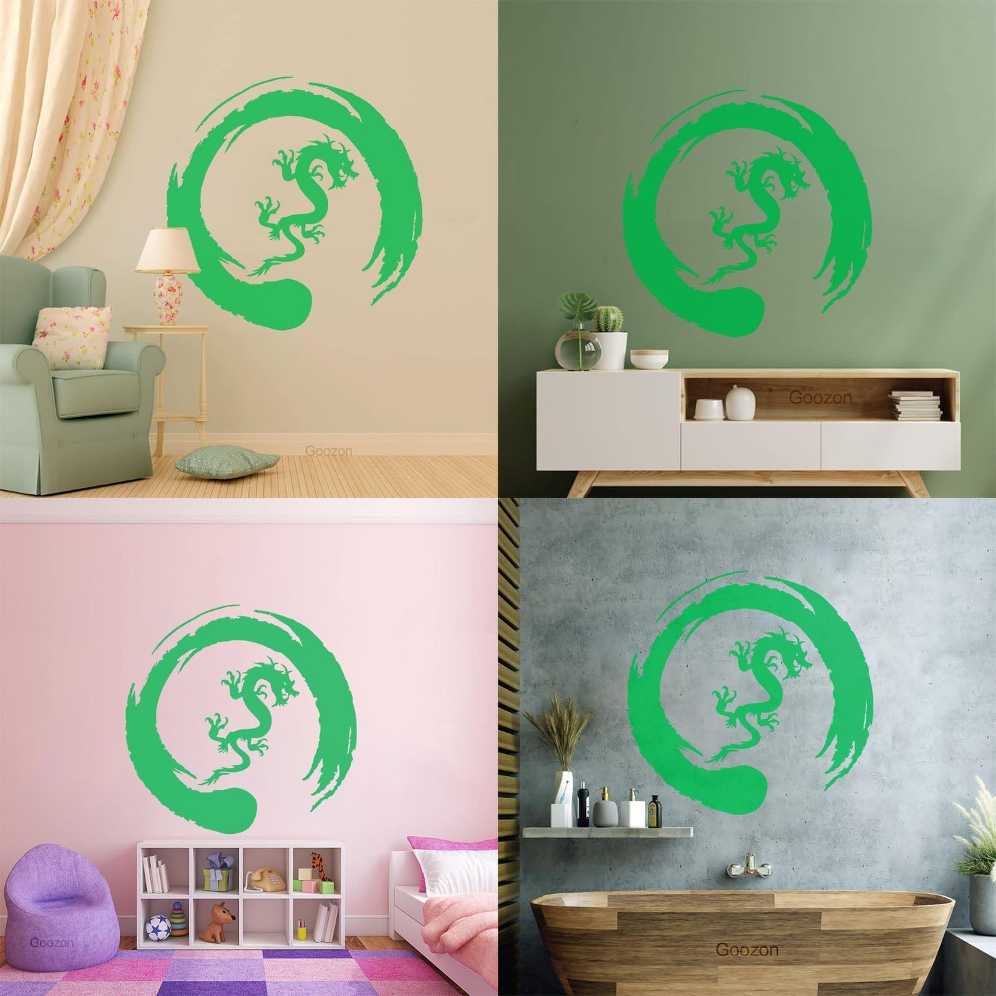 Asian Dragon Circle Enso Buddhism Vinyl Wall Stickers Waterproof