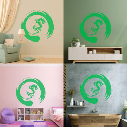 Asian Dragon Circle Enso Buddhism Vinyl Wall Stickers Waterproof