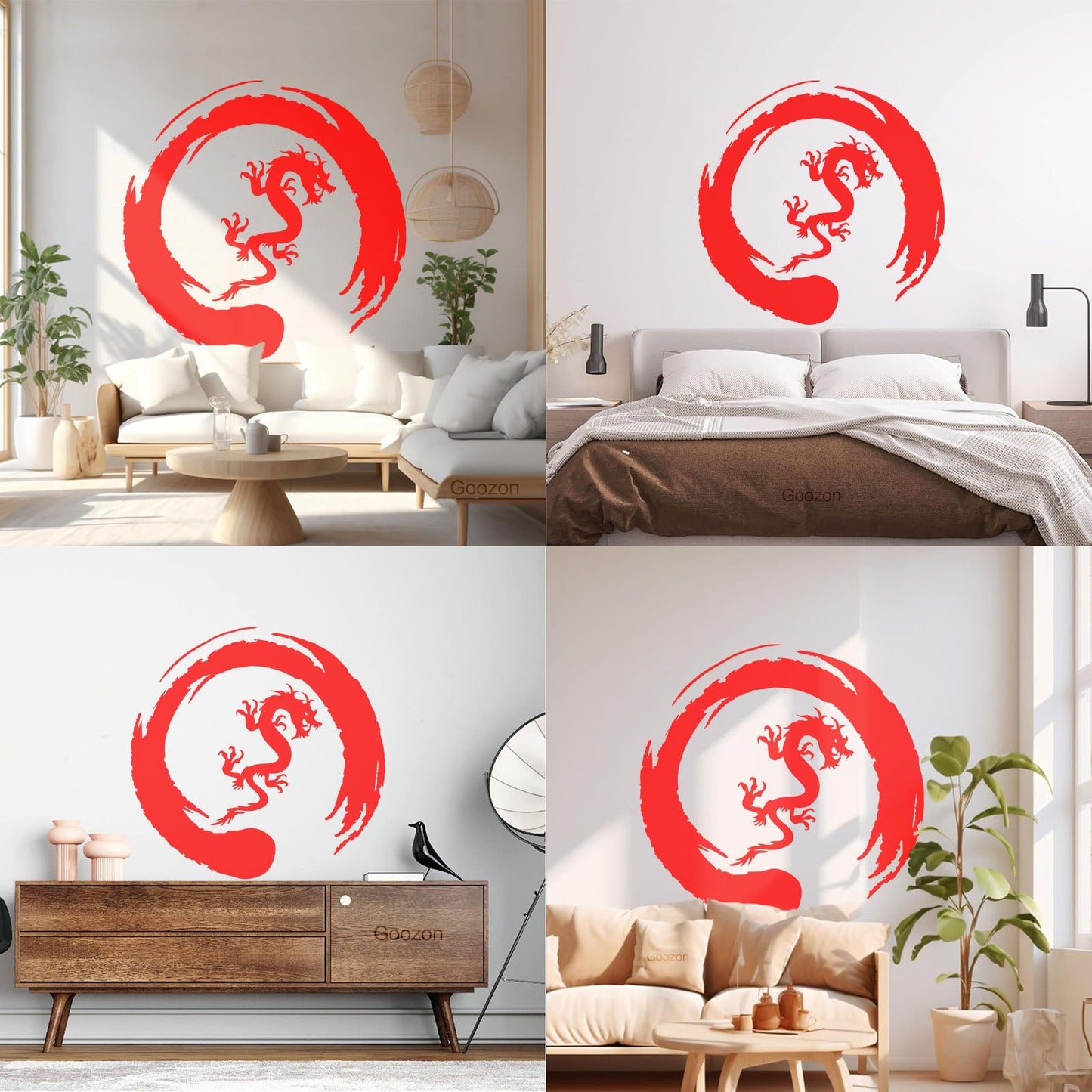 Asian Dragon Circle Enso Buddhism Vinyl Wall Stickers Waterproof