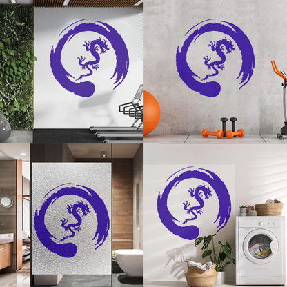 Asian Dragon Circle Enso Buddhism Vinyl Wall Stickers Waterproof