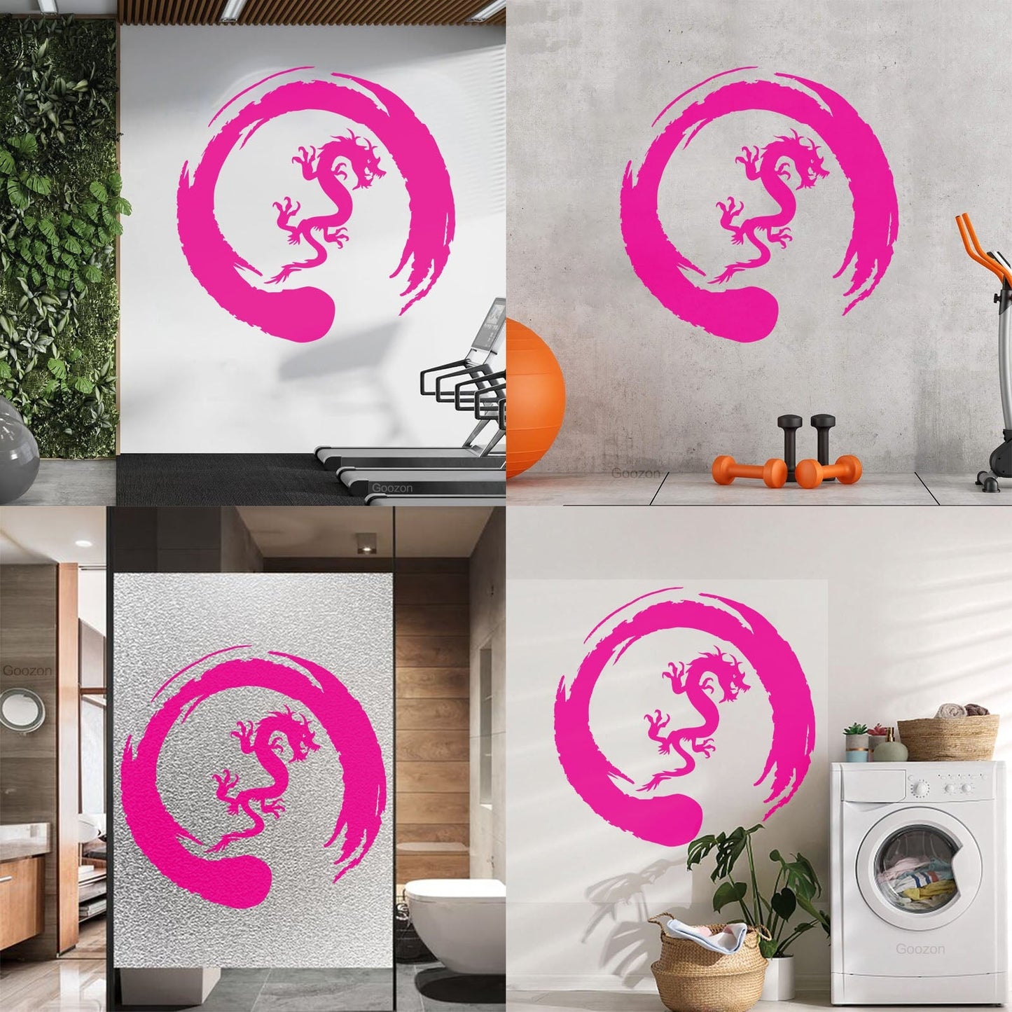 Asian Dragon Circle Enso Buddhism Vinyl Wall Stickers Waterproof