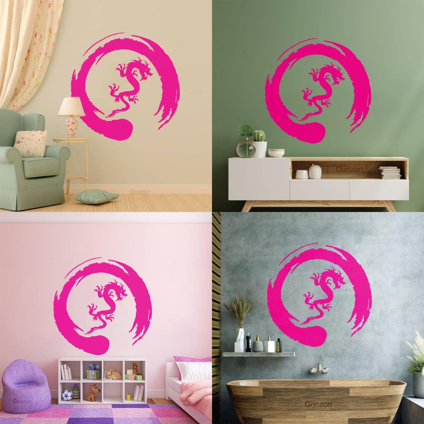 Asian Dragon Circle Enso Buddhism Vinyl Wall Stickers Waterproof