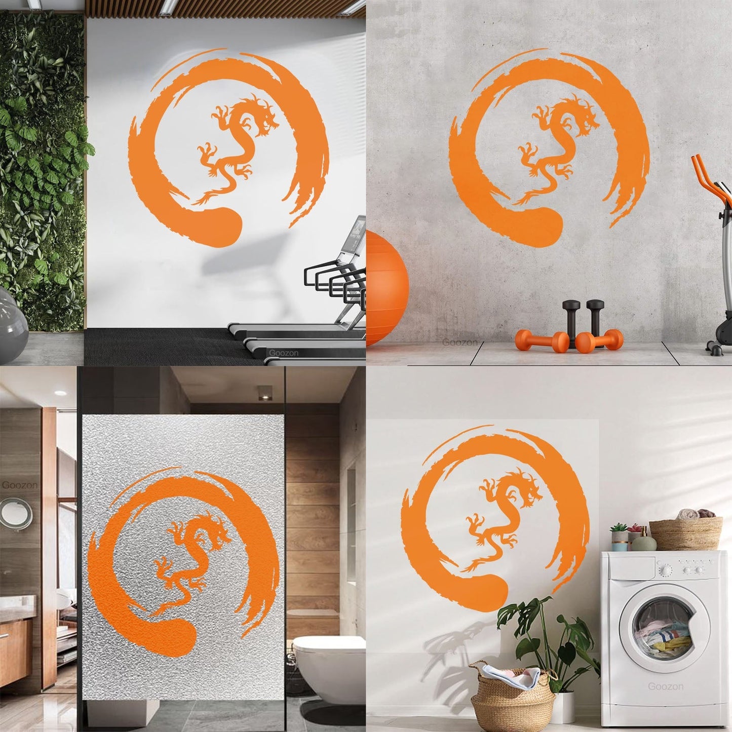 Asian Dragon Circle Enso Buddhism Vinyl Wall Stickers Waterproof