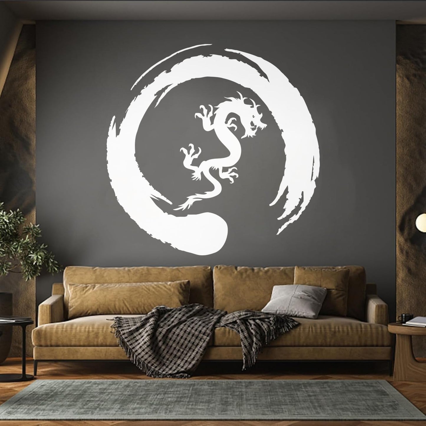 Asian Dragon Circle Enso Buddhism Vinyl Wall Stickers Waterproof