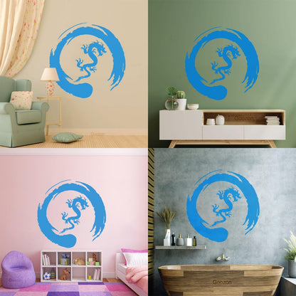 Asian Dragon Circle Enso Buddhism Vinyl Wall Stickers Waterproof