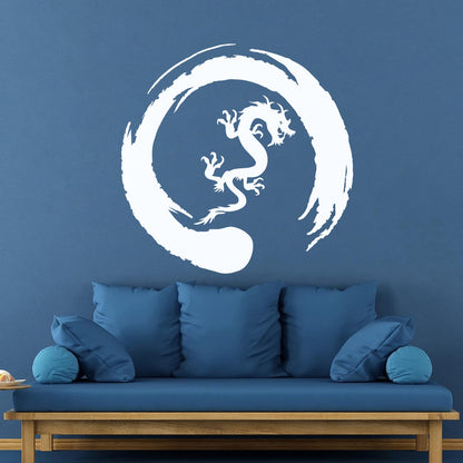 Asian Dragon Circle Enso Buddhism Vinyl Wall Stickers Waterproof
