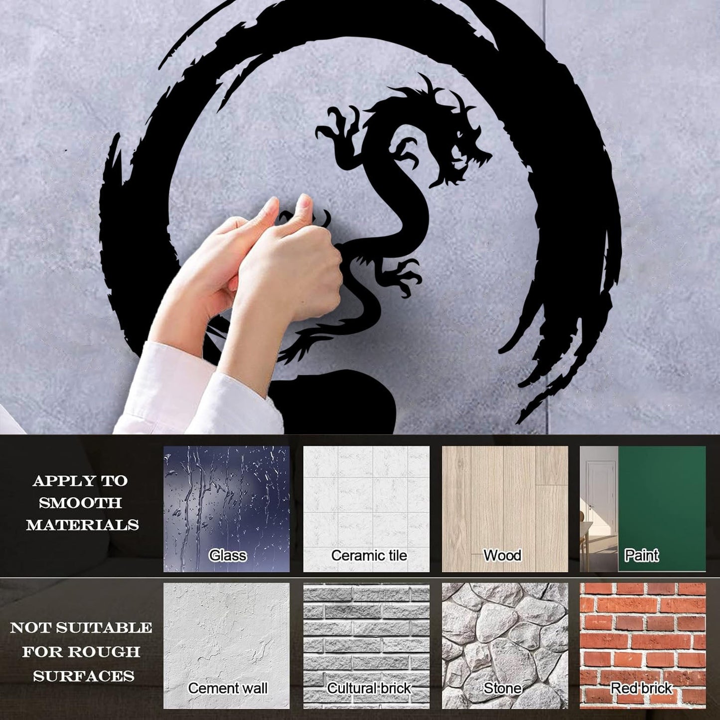 Asian Dragon Circle Enso Buddhism Vinyl Wall Stickers Waterproof