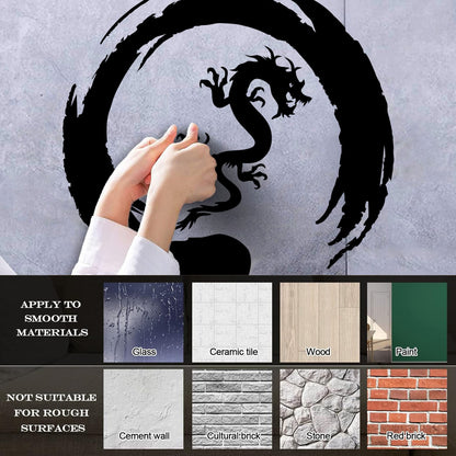 Asian Dragon Circle Enso Buddhism Vinyl Wall Stickers Waterproof