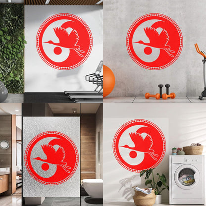 Wall Decals Asian Japanese Bird Crane Yin Yang Symbol Buddhism It Won'T Fall Off