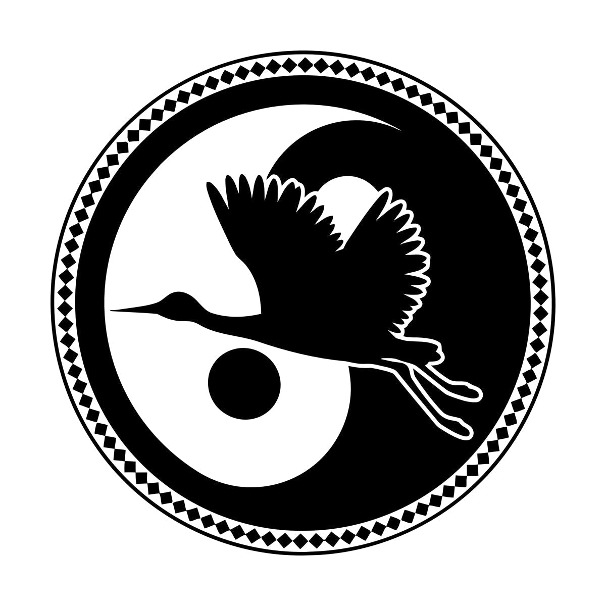 Wall Decals Asian Japanese Bird Crane Yin Yang Symbol Buddhism It Won'T Fall Off
