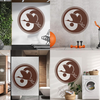 Wall Decals Asian Japanese Bird Crane Yin Yang Symbol Buddhism It Won'T Fall Off