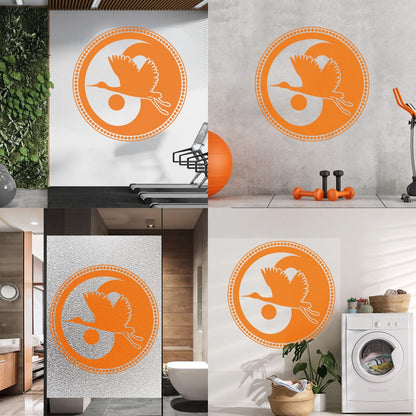 Wall Decals Asian Japanese Bird Crane Yin Yang Symbol Buddhism It Won'T Fall Off