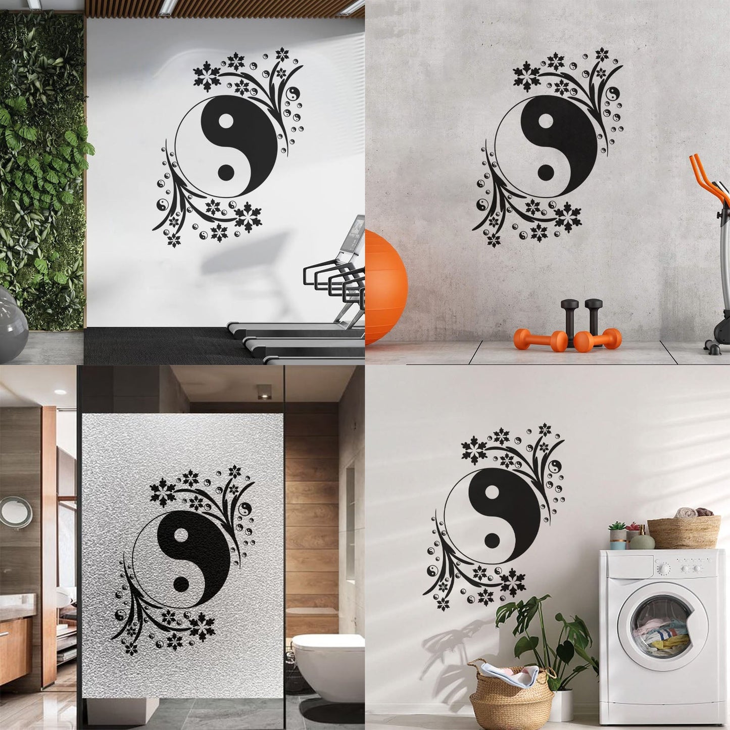Vinyl Wall Decals Black White Yin Yang Circle Symbol Yoga Studio Personalized Customization