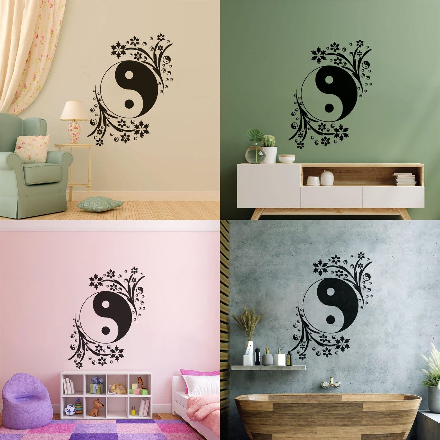 Vinyl Wall Decals Black White Yin Yang Circle Symbol Yoga Studio Personalized Customization