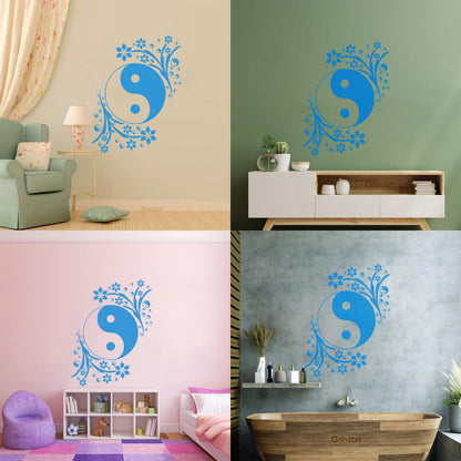 Vinyl Wall Decals Black White Yin Yang Circle Symbol Yoga Studio Personalized Customization