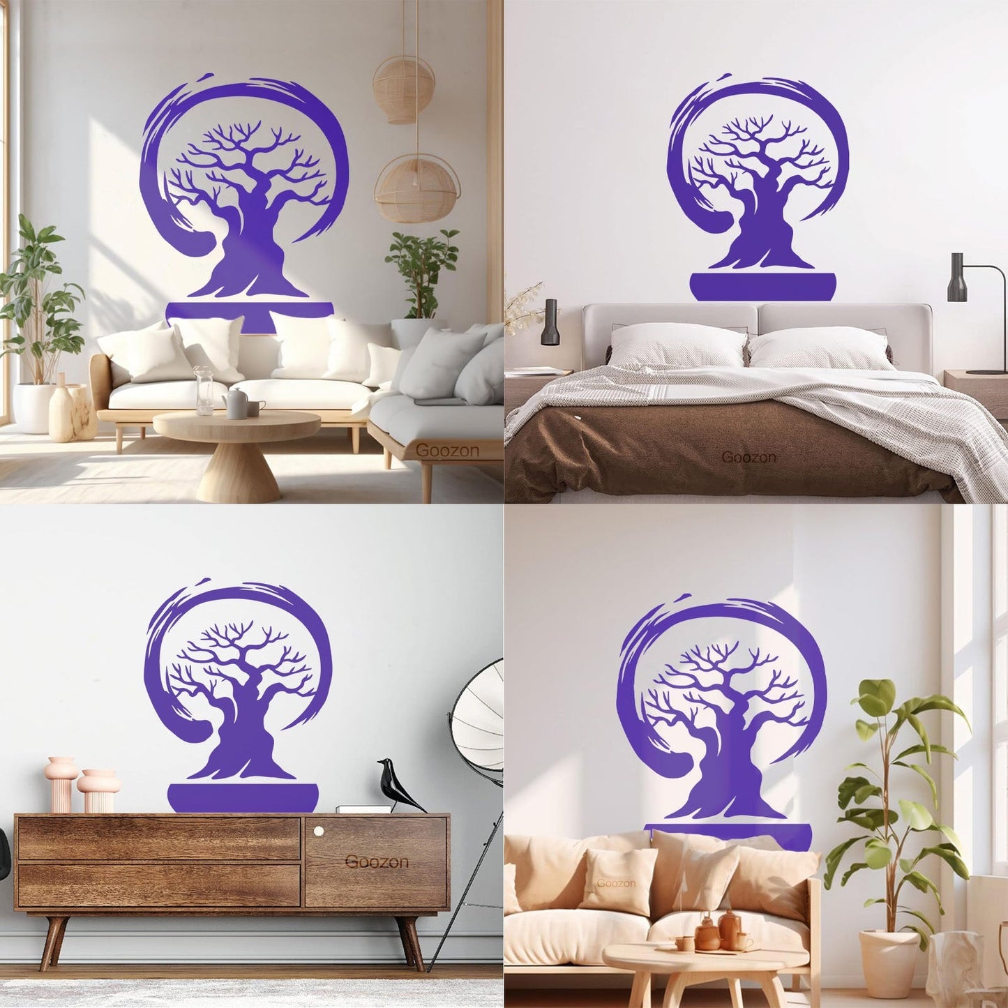 Wall Stickers Paster Paper Bonsai Tree Enso Circle Zen Asian Style Wall Beautification