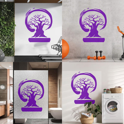 Wall Stickers Paster Paper Bonsai Tree Enso Circle Zen Asian Style Wall Beautification