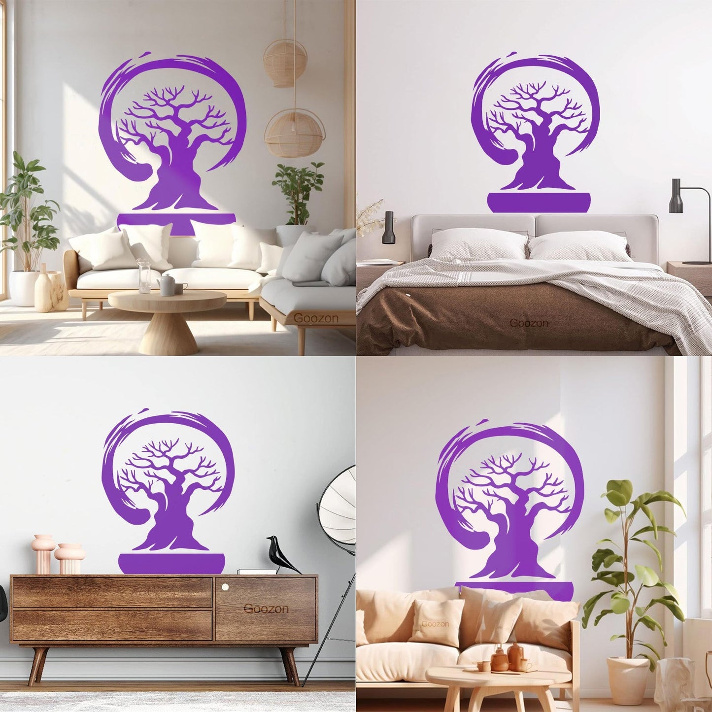Wall Stickers Paster Paper Bonsai Tree Enso Circle Zen Asian Style Wall Beautification
