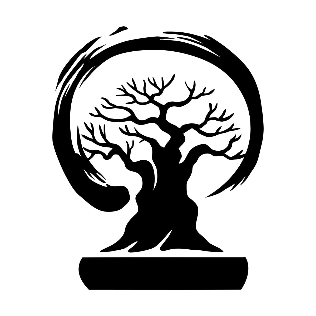 Wall Stickers Paster Paper Bonsai Tree Enso Circle Zen Asian Style Wall Beautification