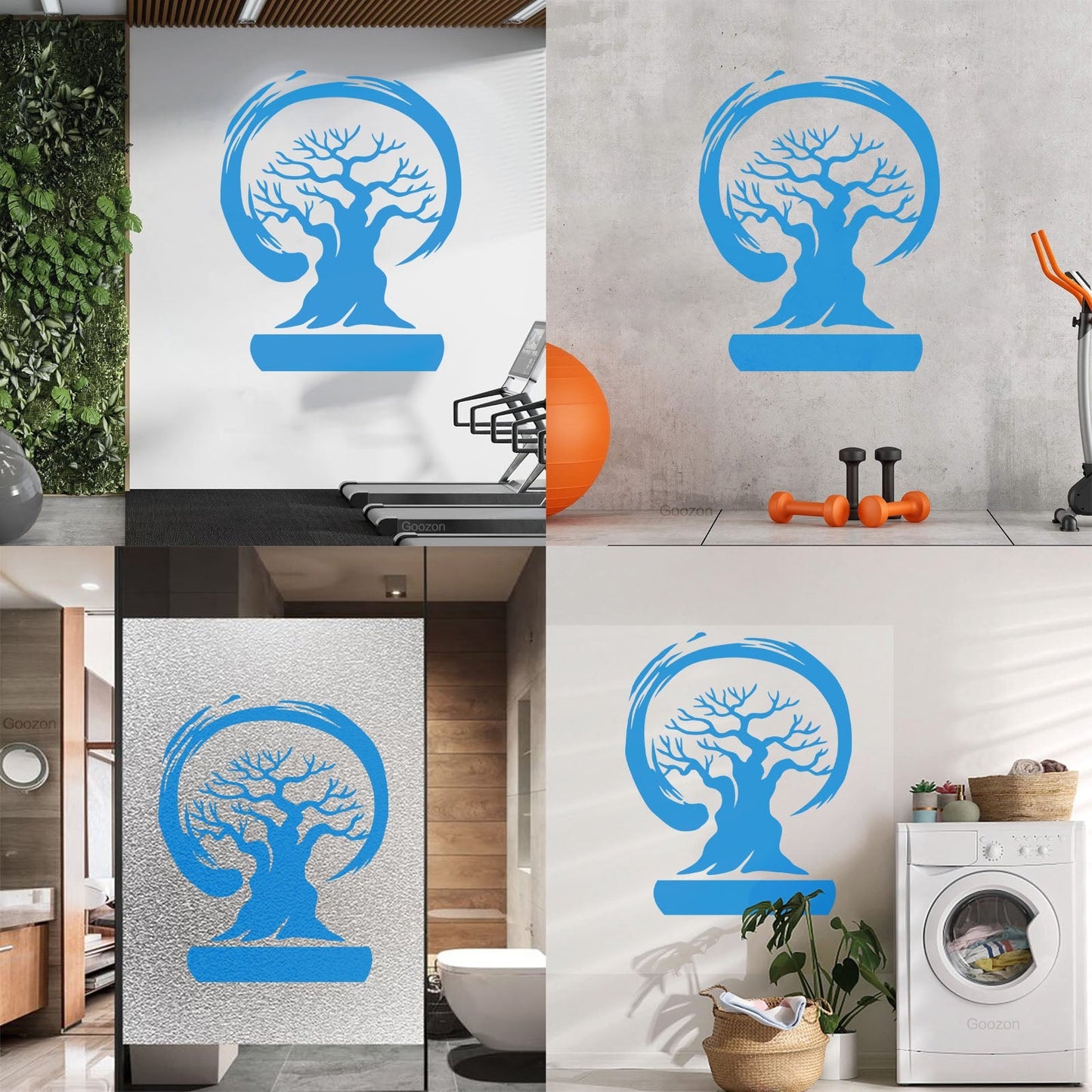 Wall Stickers Paster Paper Bonsai Tree Enso Circle Zen Asian Style Wall Beautification