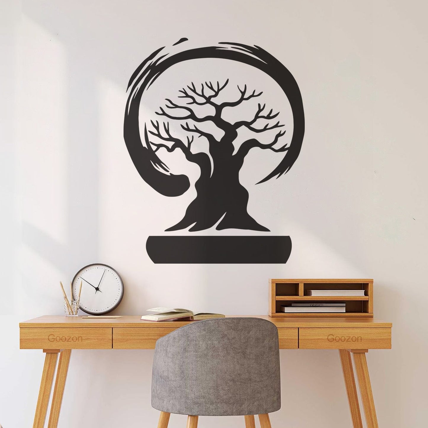 Wall Stickers Paster Paper Bonsai Tree Enso Circle Zen Asian Style Wall Beautification