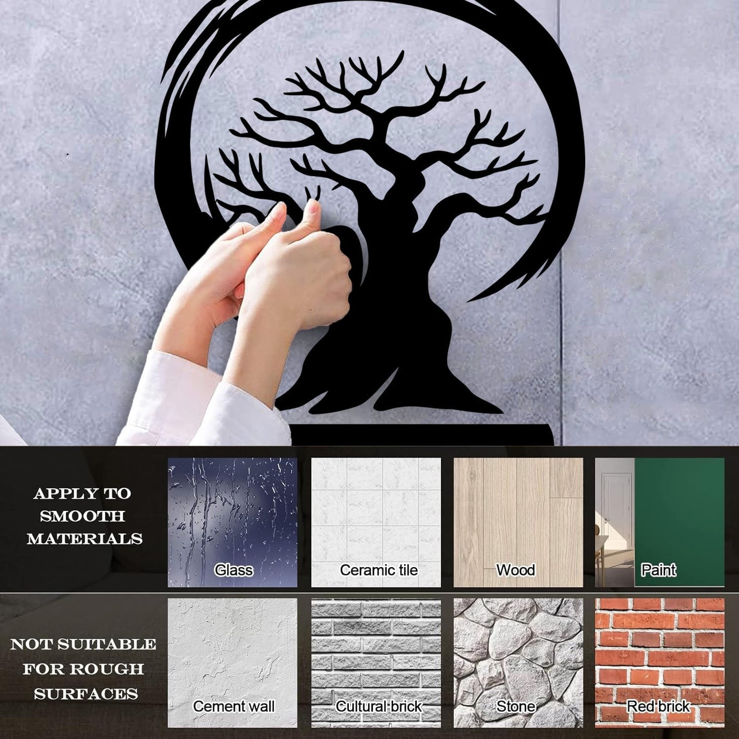 Wall Stickers Paster Paper Bonsai Tree Enso Circle Zen Asian Style Wall Beautification