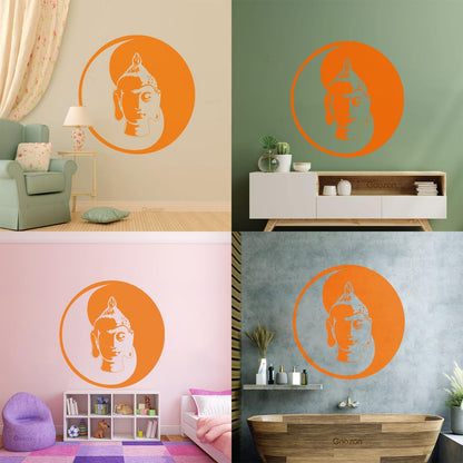 Wall Decals Paster Paper Buddha Meditation Yin Yang Zen Buddhism Tao Self Adhesive