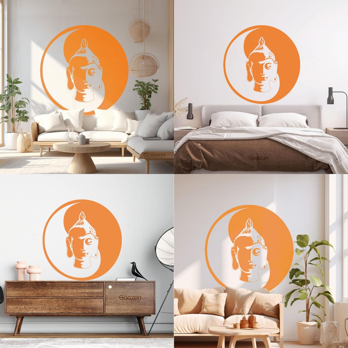 Wall Decals Paster Paper Buddha Meditation Yin Yang Zen Buddhism Tao Self Adhesive