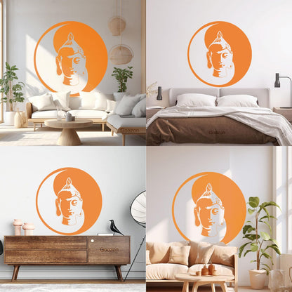Wall Decals Paster Paper Buddha Meditation Yin Yang Zen Buddhism Tao Self Adhesive